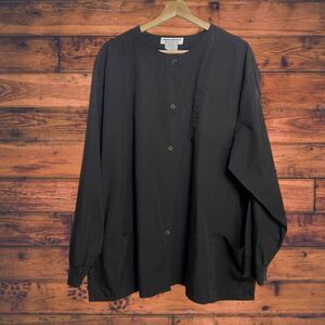 5 for $25🔥Natural Uniforms Button Front Black Scrub Jacket 3XL